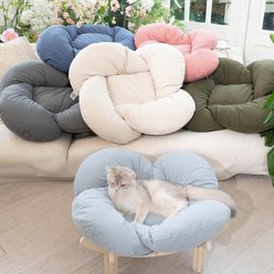 Kylinsure Indoor Raised Wooden Sofa Elevated Small Dog & Cat Couch Bed with Cushion Fluff, Medium, Grey slide 2 of 9