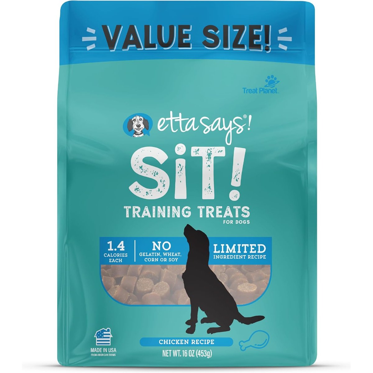 Etta Says! Sit! Training Treats Chicken Recipe Dog Treats, 1-lb bag