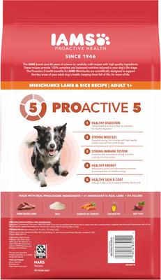 Show full view: Iams Proactive Health Adult Minichunks Lamb & Rice Recipe Dry Dog Food, 5-lb bag slide 3 of 10
