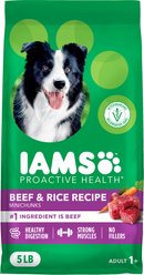Iams Proactive Health Adult Minichunks Beef & Rice Recipe Dry Dog Food, 5-lb bag