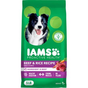 Iams Proactive Health Minichunks Adult Beef & Rice Recipe Dry Dog Food, 5-lb bag