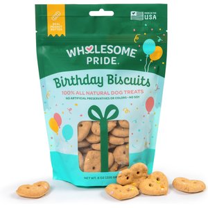 Wholesome Pride Pet Treats Nature's Biscuits Natural Birthday Peanut Butter Crunchy Dog Treats, 8-oz bag