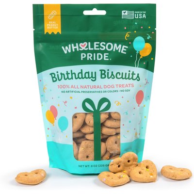 Wholesome Pride Pet Treats Wholesome Pride Pet Treats Nature's Biscuits Natural Birthday Peanut Butter Crunchy Dog Treats, 8-oz bag