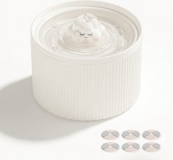 Happy & Polly Cloud Ceramic Cat Water Fountain with 4 Filters, White, 50-oz