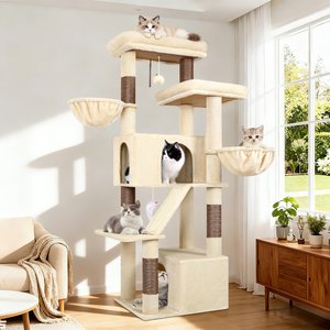 GLOBLAZER 69-in Sturdy Indoor Cat Tree Tower, Beige - Chewy.com