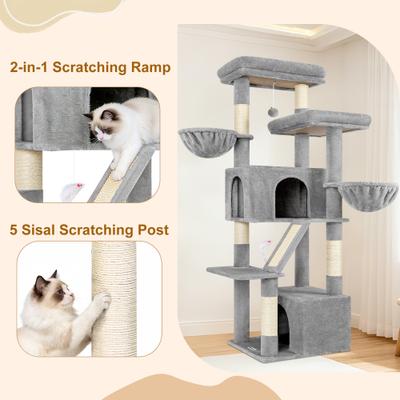 Show full view: Globlazer 69-in Sturdy Indoor Cat Tree Tower, Light Gray slide 6 of 9