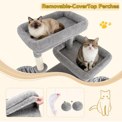 Show full view: Globlazer 69-in Sturdy Indoor Cat Tree Tower, Light Gray slide 3 of 9