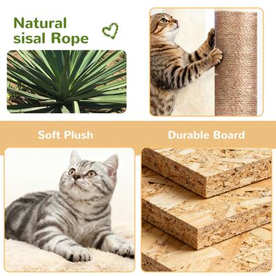 Show full view: Globlazer 55-in Tall Plush Multi-Level Cat Tree Tower, Beige slide 6 of 7