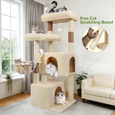 Show full view: Globlazer 55-in Tall Plush Multi-Level Cat Tree Tower, Beige slide 7 of 7