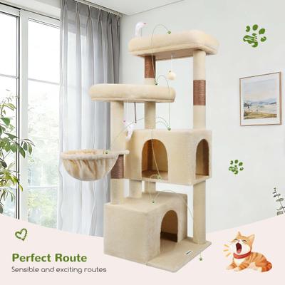Show full view: Globlazer 55-in Tall Plush Multi-Level Cat Tree Tower, Beige slide 4 of 7