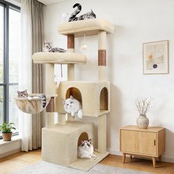 Globlazer 55-in Tall Plush Multi-Level Cat Tree Tower, Beige