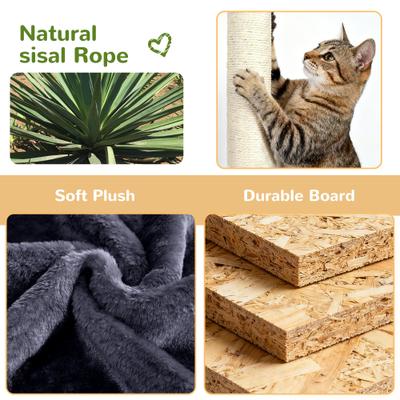 Show full view: Globlazer 55-in Tall Plush Multi-Level Cat Tree Tower, Dark Gray slide 6 of 7