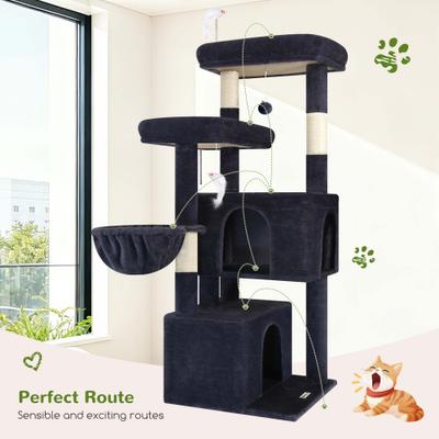 Show full view: Globlazer 55-in Tall Plush Multi-Level Cat Tree Tower, Dark Gray slide 4 of 7