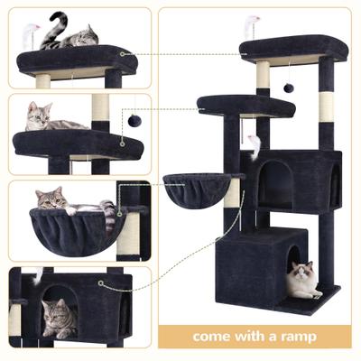 Show full view: Globlazer 55-in Tall Plush Multi-Level Cat Tree Tower, Dark Gray slide 3 of 7