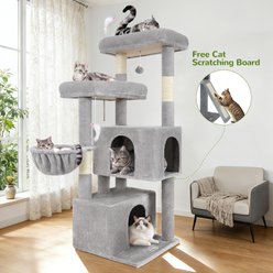 Globlazer 55-in Tall Plush Multi-Level Cat Tree Tower, Light Gray slide 2 of 7