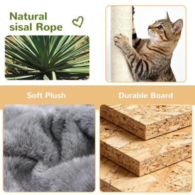 Show full view: Globlazer 55-in Tall Plush Multi-Level Cat Tree Tower, Light Gray slide 6 of 7