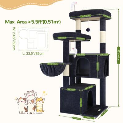 Show full view: Globlazer 55-in Tall Plush Multi-Level Cat Tree Tower, Dark Gray slide 2 of 7