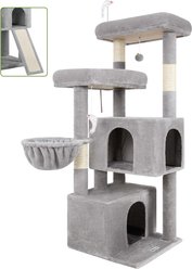 Globlazer 55-in Tall Plush Multi-Level Cat Tree Tower, Light Gray