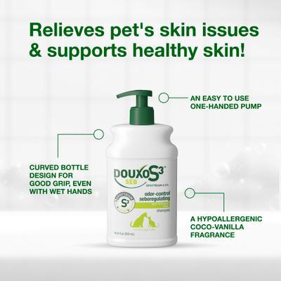 Show full view: Douxo S3 SEB Odor-Control Seboregulating Dog & Cat Shampoo, 16.9-fl oz bottle slide 6 of 11