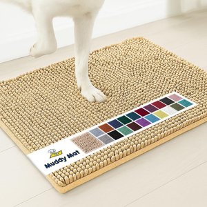 Muddy Mat Highly Absorbent Chenille Dog Door Mat, Beige, 2 x 3-ft