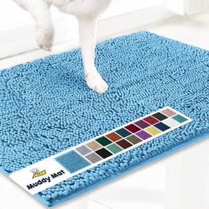 Muddy Mat Highly Absorbent Chenille Dog Door Mat, Sky Blue, 3 x 5-ft