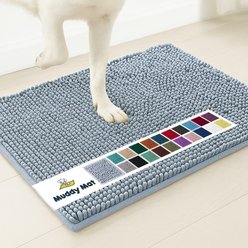 Muddy Mat Highly Absorbent Chenille Dog Door Mat, Baby Blue, 3 x 5-ft