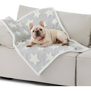 Lesure Waterproof Calming Double-Sided Jacquard Shag & Soft Sherpa Fleece Furniture Protector Dog & Cat Blanket, Grey, Medium