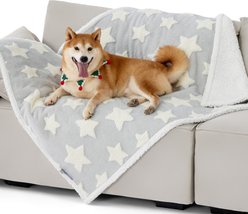 Lesure Waterproof Calming Double-Sided Jacquard Shag & Soft Sherpa Fleece Furniture Protector Dog & Cat Blanket, Grey, Large