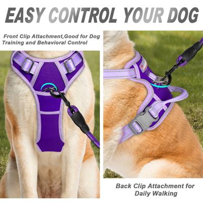 Show full view: BARKBAY Front Clip Reflective No Pull Dog Harness, Violet Purple & Purple, Large: 24.5 to 32.5-in chest slide 2 of 12