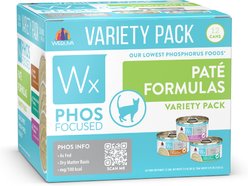 Weruva Wx Phos Focused Pate Variety Pack Grain-Free Wet Cat Food, 3-oz can, case of 12