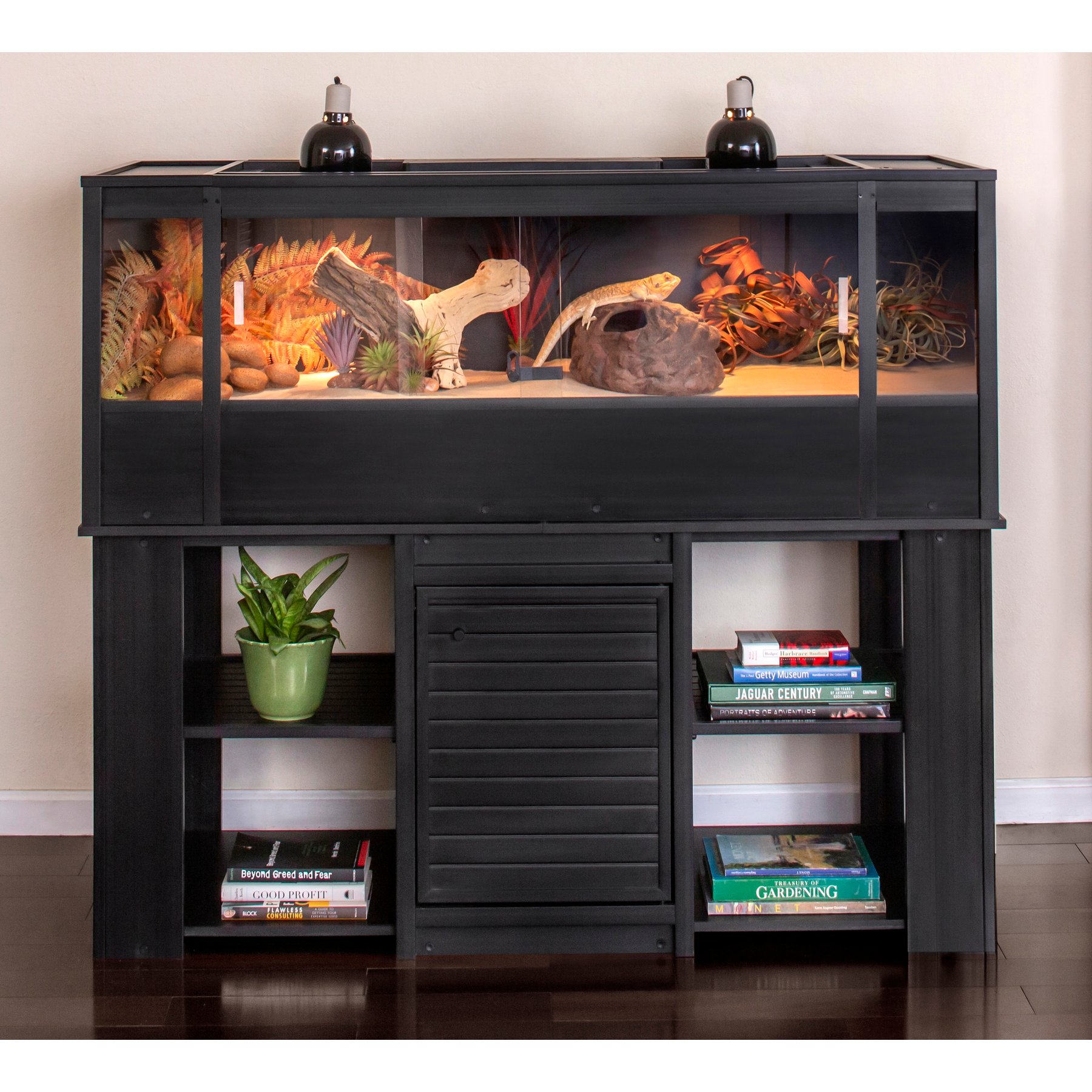 New Age Pet ECOFLEX 150g Reptile Enclosure with Matching Cabinet Stand Set in Black