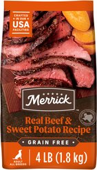 Merrick Real Beef + Sweet Potato Recipe Grain-Free Chicken-Free Adult Dry Dog Food, 4-lb bag