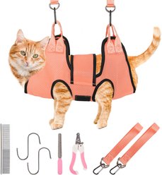 PatiencET Cat Grooming Hammock Pet Hanging Harness for Nail Trimming & Clipping for Cats & Small Dogs, X-Small, Orange