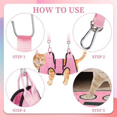 Show full view: PatiencET Cat Grooming Hammock Pet Hanging Harness for Nail Trimming & Clipping for Cats & Small Dogs, X-Small, Pink slide 7 of 7