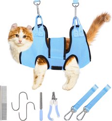 PatiencET Cat Grooming Hammock Pet Hanging Harness for Nail Trimming & Clipping for Cats & Small Dogs, X-Small, Cerulean