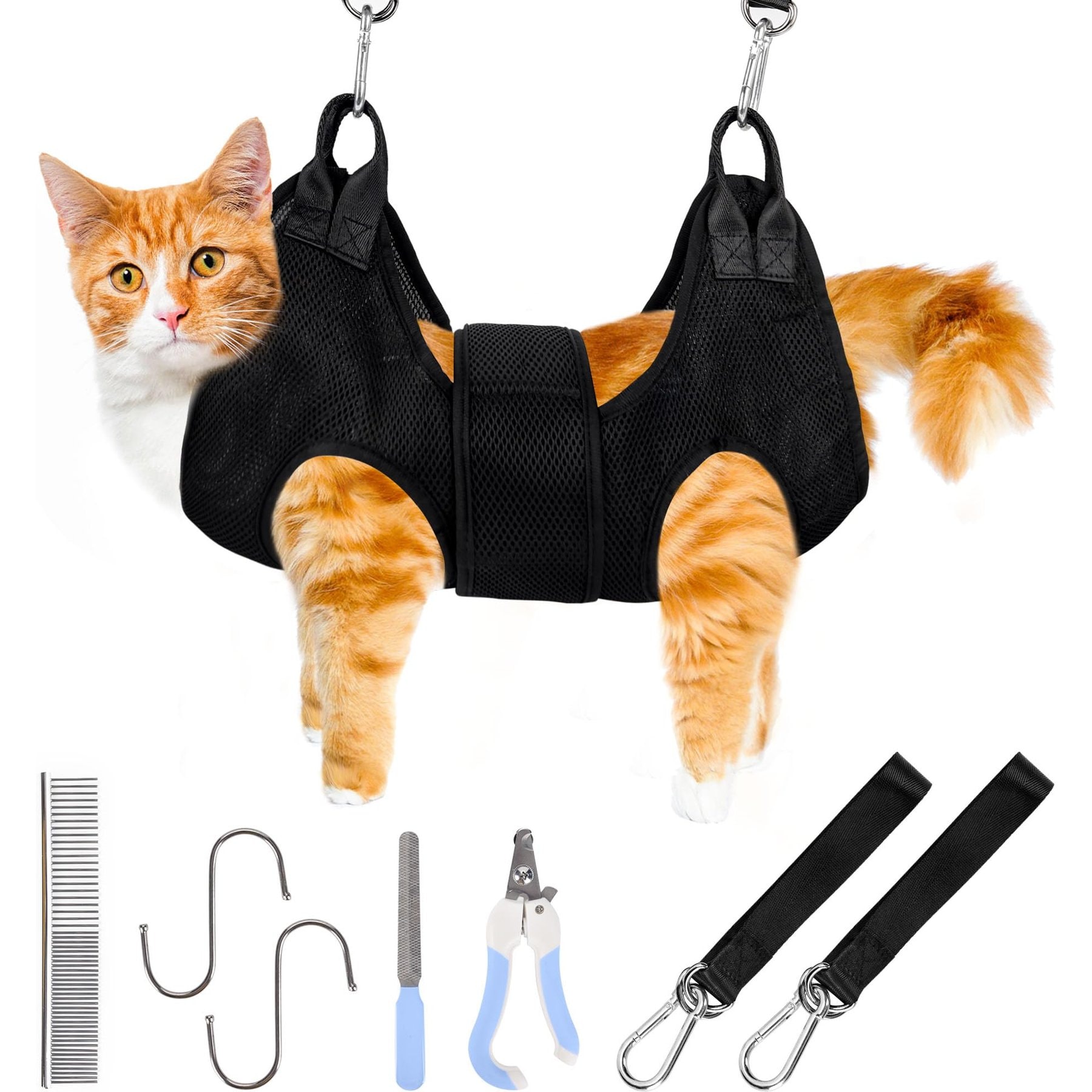 PatiencET PatiencET Cat Grooming Hammock Pet Hanging Harness for Nail Trimming & Clipping for Cats & Small Dogs, X-Small, Black