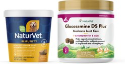 NaturVet VitaPet Senior Daily Vitamins Plus Glucosamine Soft Chews Dog Supplement, 60 count + NaturVet Glucosamine DS Plus MSM & Chondroitin Dog & Cat Soft Chews, 120 count