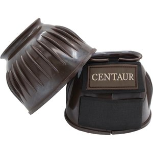 Centaur PVC Ribbed Double Hook & Loop Bell Horse Boots, Brown, Large
