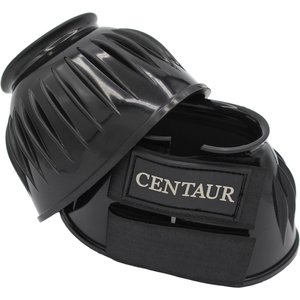 Centaur PVC Ribbed Hook & Loop Horse Bell Boots, Black, Large
