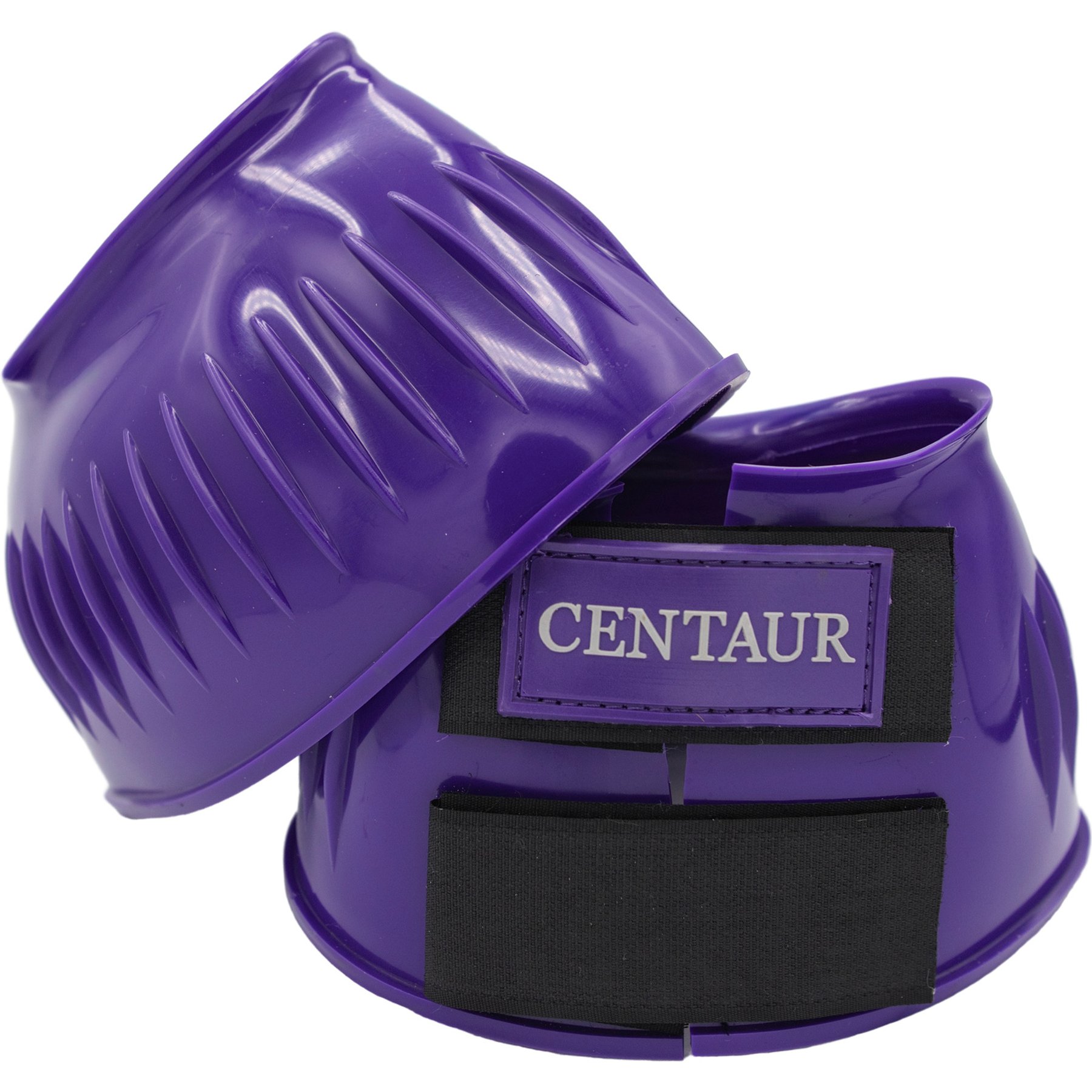 Centaur PVC Ribbed Hook & Loop Horse Bell Boots, Purple, Medium