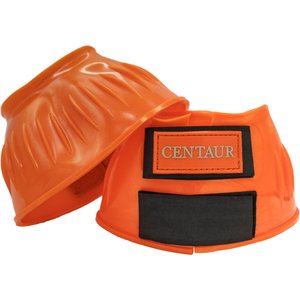 Centaur PVC Ribbed Double Hook & Loop Bell Horse Boots, Orange, Medium