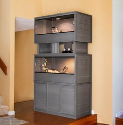 New Age Pet ECOFLEX Two 120g Reptile Enclosures Setup with Versa Stand, Grey