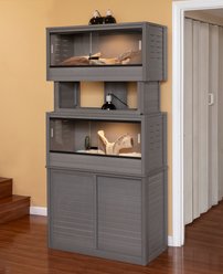 New Age Pet ECOFLEX Two 50g Reptile Enclosures Setup with Stand, Grey