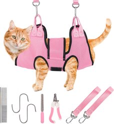 PatiencET Cat Grooming Hammock Pet Hanging Harness for Nail Trimming & Clipping for Cats & Small Dogs, X-Small, Pink