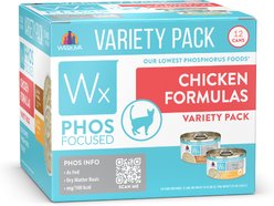 Weruva Wx Phos Focused Chicken Variety Pack Grain-Free Wet Cat Food, 3-oz can, case of 12