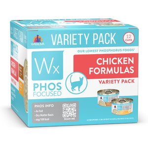Weruva Wx Phos Focused Chicken Variety Pack Grain-Free Wet Cat Food, 3-oz can, case of 12