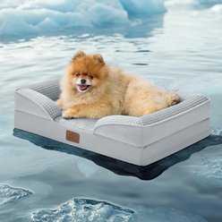 Bedsure Orthopedic Bolster Dog Sofa Bed with Removable Cover, Cooling Grey, Small: 24 x 18 x 6-in slide 1 of 7