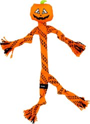 KONG Halloween Scrubz Jack-o-Lantern Squeaky Plush Dog Toy, Orange, Medium