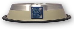 Tommy Bahama Pet Stainless Steel Dog Bowl, Beige/Silver Rim