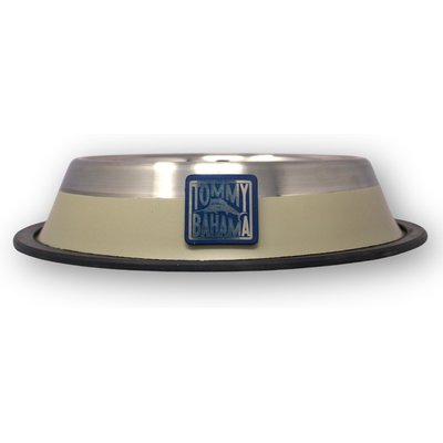 Tommy Bahama Pet Tommy Bahama Pet Stainless Steel Dog Bowl, Beige/Silver Rim